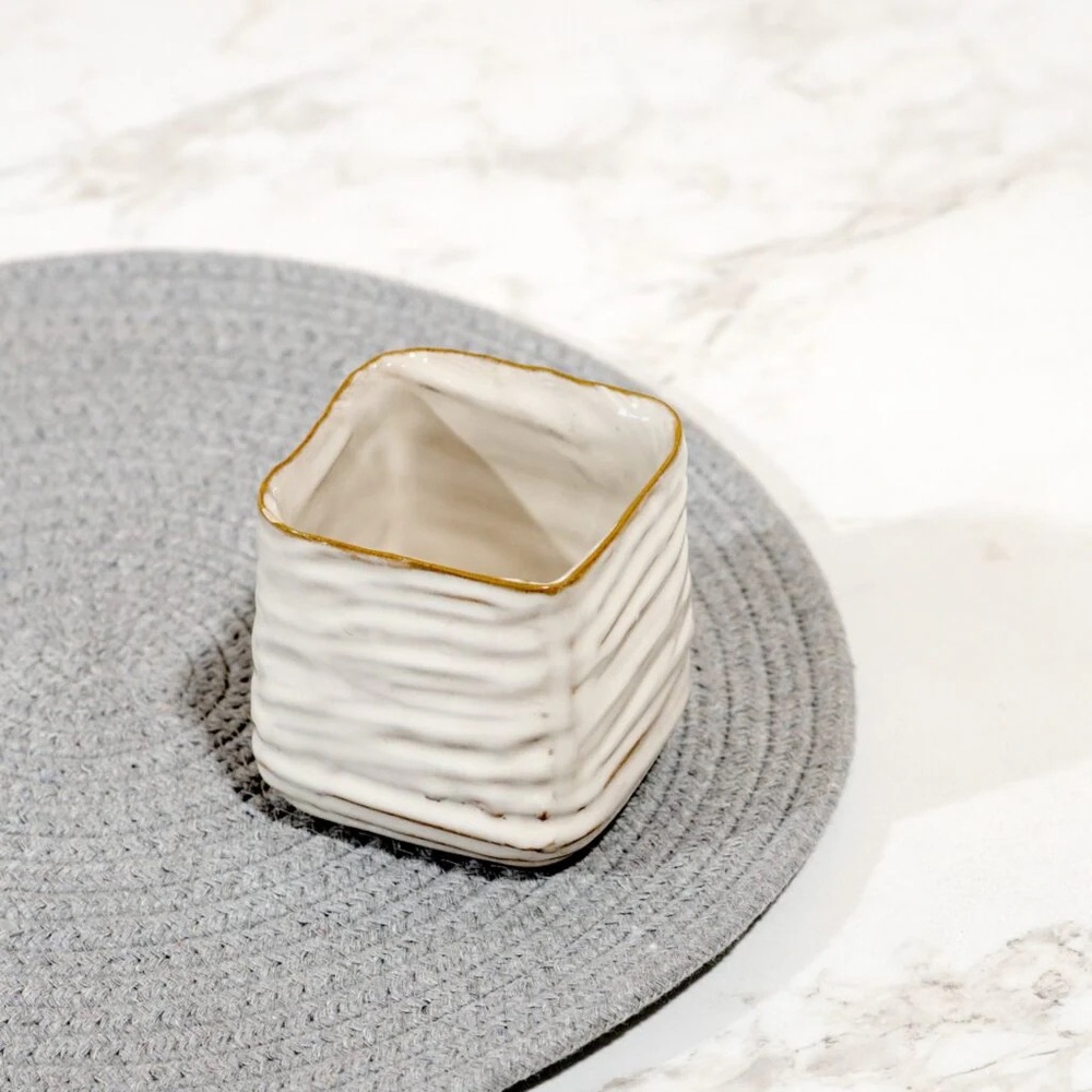 Fancy White Square Pot 3x3